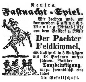 Zeitungsbericht zur Fasnet in Neufra aus dem Jahr 1876
